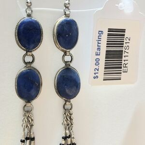 Silver and Blue Dangle Earrings